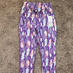 POP Fit High-Waisted Leggings – Purple Leaf Print – NWT